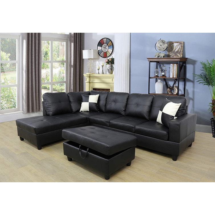 Latitude Run® Lecia 104" Wide Faux Leather Left Hand Facing Sectional